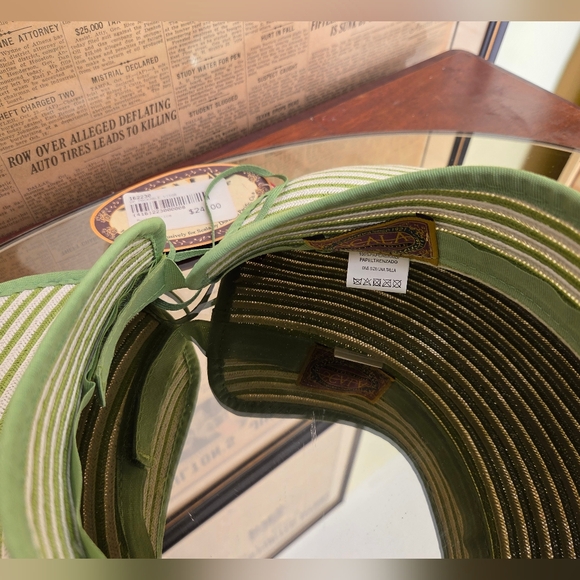 Scala Green and Cream Striped Women's Visor - Picture 3 of 7